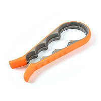 Многофункциональная пластиковая открывалка ключ для банок и бутылок цвет оранжевый.