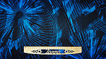 Тканина дайвінг колір чорний та яскраво-блакитний "Геометрична проекція" (в живу блакитний колір більш насичений)