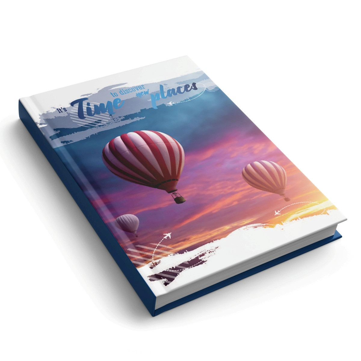 Блокнот А5 тверда обкладинка, 160 к. клітинка, "Time new places" (Повітряна куля) 1В 2508, фото 1