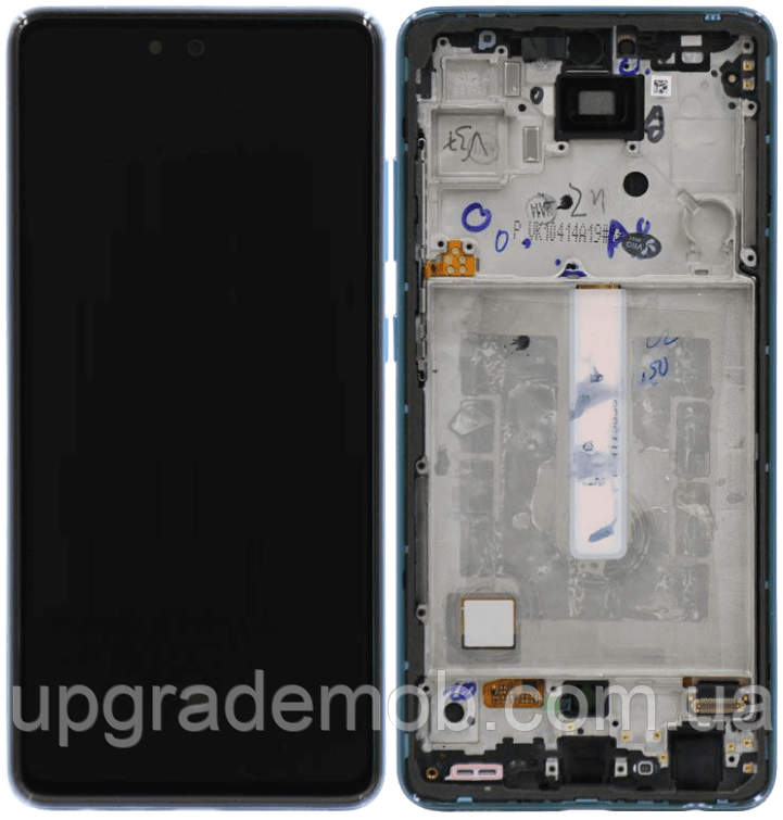 Дисплей модуль тачскрин Samsung A525 Galaxy A52 /A526 чорний OLED (Small LCD) з рамкою синього кольору Awesome