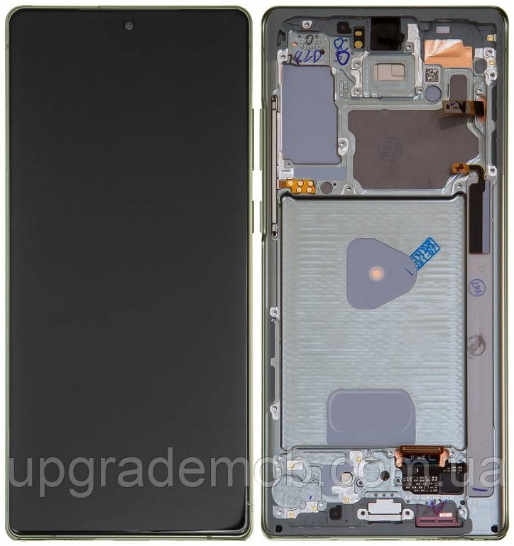 Дисплей модуль тачскрин Samsung N980 Galaxy Note 20/N981 чорний Amoled оригінал переклеєне скло з рамкою