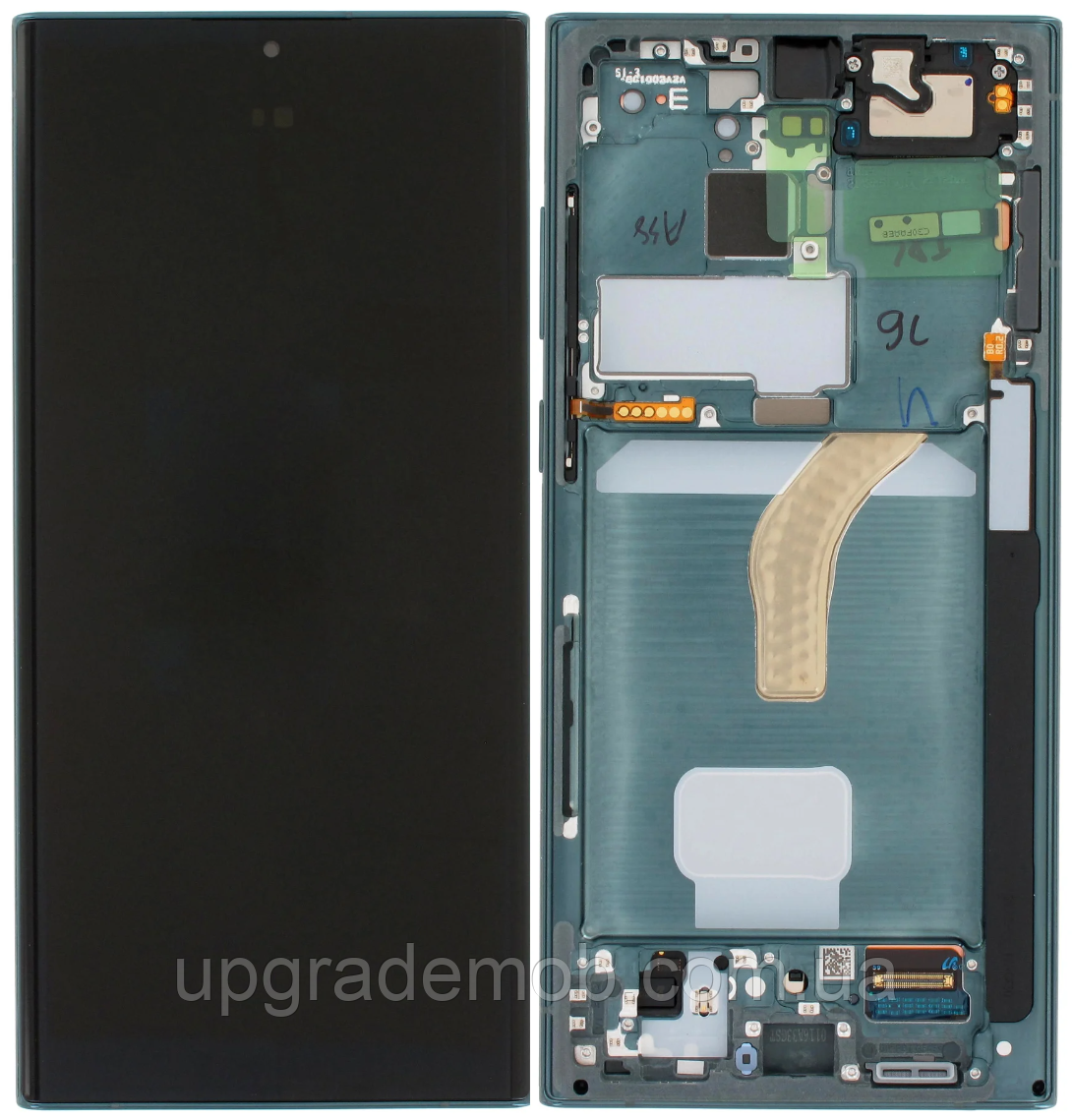 Дисплей модуль тачскрин Samsung S908 Galaxy S22 Ultra 5G чорний Amoled оригінал переклеєне скло з рамкою