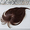 Накладка топпер на маківку з натурального волосся з чубчиком каштановий KLEO 8"- 4, фото 7