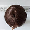 Накладка топпер на маківку з натурального волосся з чубчиком каштановий KLEO 8"- 4, фото 6