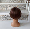 Накладка топпер на маківку з натурального волосся з чубчиком каштановий KLEO 8"- 4, фото 5