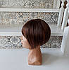 Накладка топпер на маківку з натурального волосся з чубчиком каштановий KLEO 8"- 4, фото 3