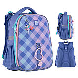 Рюкзак шкільний каркасний Kite Purple Chequer 38x29x16 см 16 л , 130-145 см, блакитний (K24-531M-2), фото 4