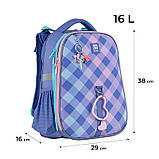 Рюкзак шкільний каркасний Kite Purple Chequer 38x29x16 см 16 л , 130-145 см, блакитний (K24-531M-2), фото 3