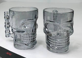 Набір 6 шт. Кухоль для пива череп 450 мл, Срібний (Olens) Ко-Ко 102-543