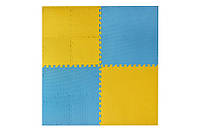 Коврик-пазл EVA арт. K89405 (14шт) желто-голубой деталь 30*30*0,8см 16шт, коврик 114,4*114