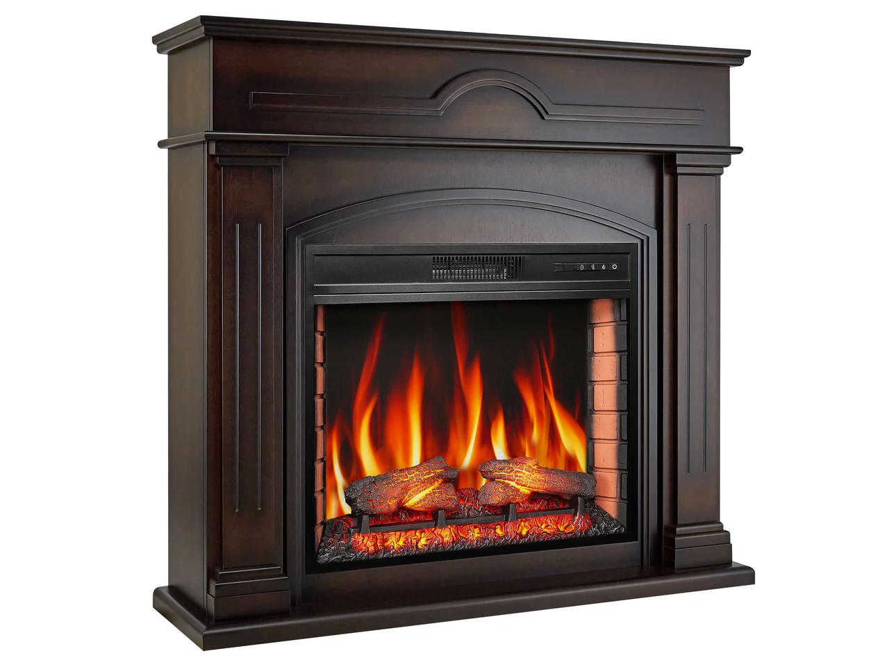 Камінокомплект ArtiFlame December AF28S махагон коричневий антик з обігрівом і звуком горіння вогню, фото 1
