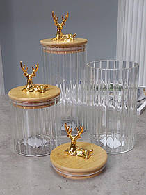 Банка для сипучих 750 мл, 9*15 см (Olens) Прозорий олень 102-650