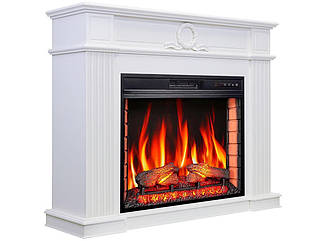Камінокомплект ArtiFlame Neoclassic AF28S білий з обігрівом і звуком горіння вогню