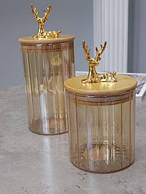 Банка для сипучих 750 мл, 9*15 см (Olens) Золотий олень 102-647