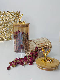 Банка для сипучих 500 мл, 9*10 см (Olens) Золотий олень 102-646