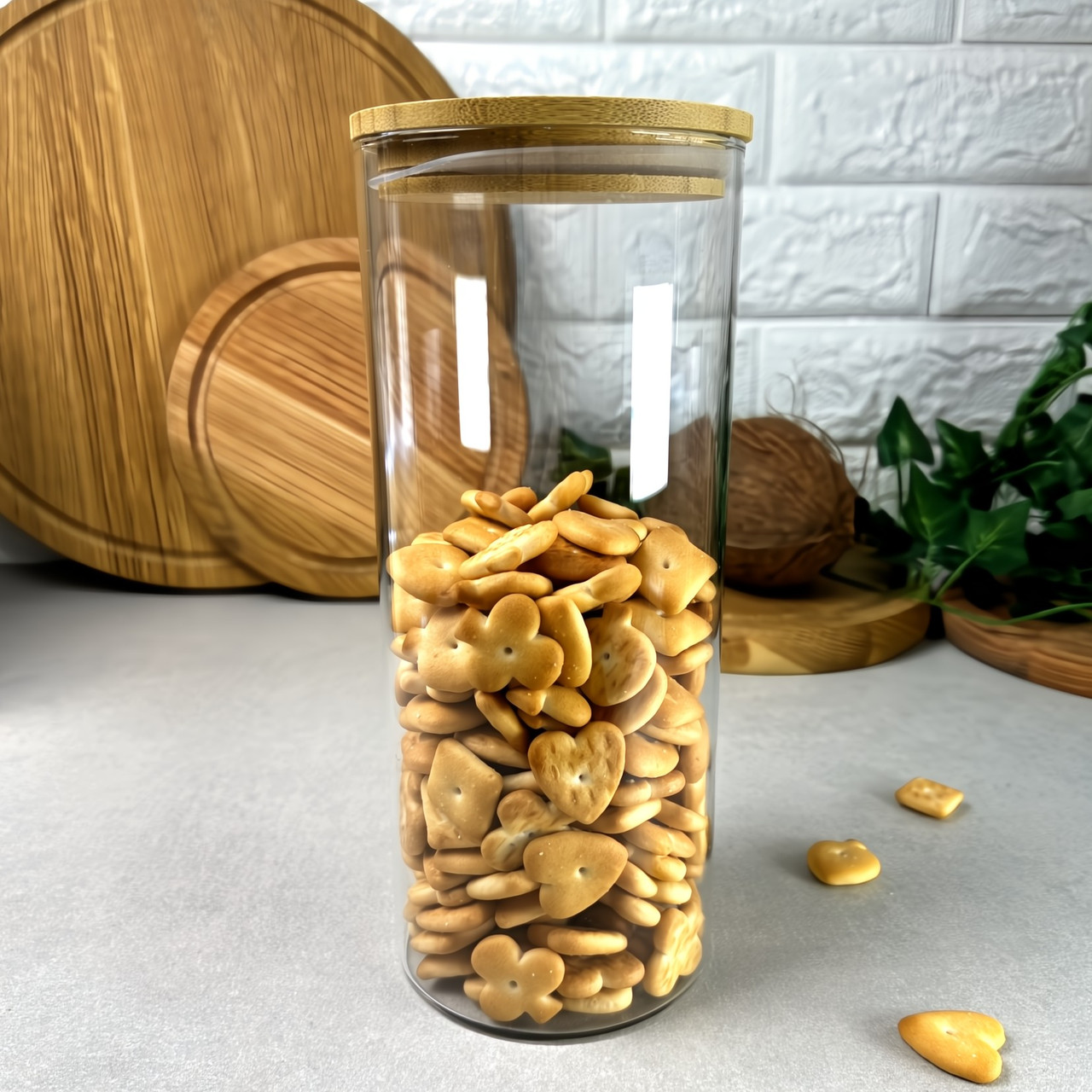 Висока скляна банка для зберігання 1 л Ardesto Fresh, фото 1