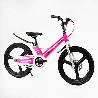 Велосипед 20" дюймів 2-х колісний Corso "CONNECT" магнієва рама, литі диски, дискові гальма, додаткові колеса, зібраний на 75%
