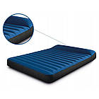 Надувний двоспальний велюровий матрац з підголівником Intex 64012 з насосом USB для відпочинку 152х191х22 см Синій, фото 4