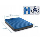 Надувний двоспальний велюровий матрац з підголівником Intex 64012 з насосом USB для відпочинку 152х191х22 см Синій, фото 8