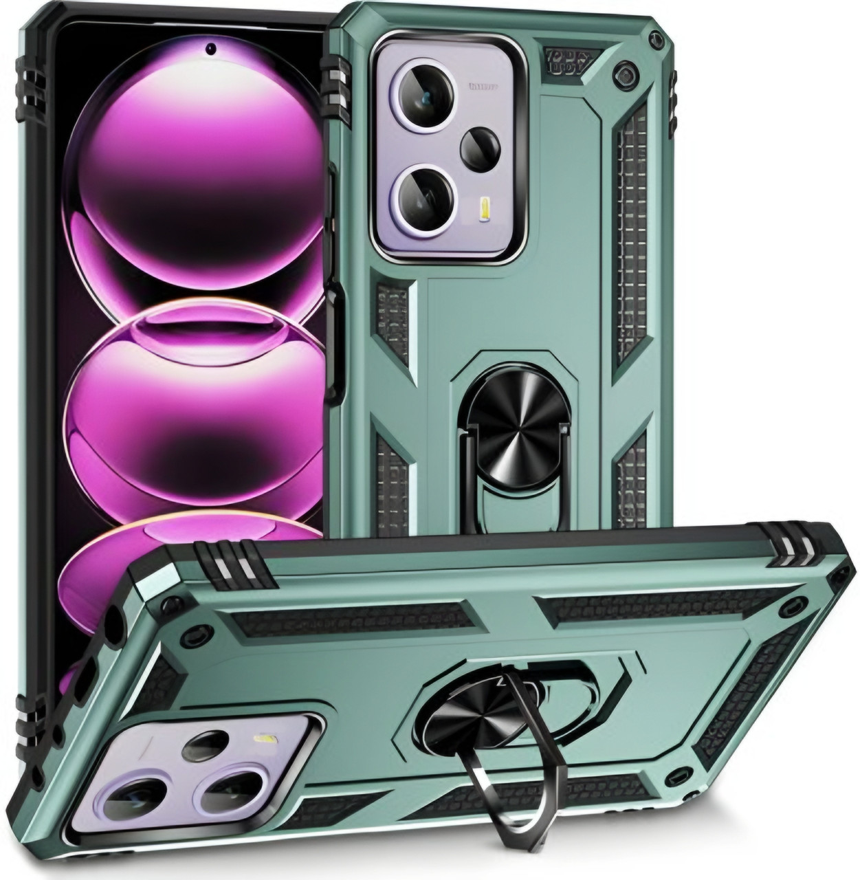 Протиударний чохол для Poco F5 зелений матовий із підставкою