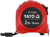 Рулетка YATO L = 2 м x 16 мм, сталевою стрічкою, нейлоновим покриттям, подвійним блокуванням (YT-71150)