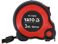 Рулетка YATO L = 3 м x 16 мм, сталевою стрічкою, нейлоновим покриттям, подвійним блокуванням (YT-71075)