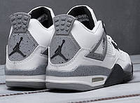 Nike Air Jordan 4 Retro белые с серым кроссовки мужские натуральная кожа Найк Джордан 4 Ретро