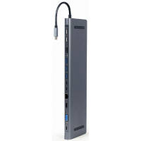 Концентратор Cablexpert USB-C 9-in-1 (Hub/HDMI/VGA/PD/card-reader/lan/audio) (A-CM-COMBO9-01) i