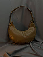 Женская сумка хобо на плечо, стильная сумочка полумесяц коричневая