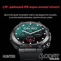 Смарт часы Modfit Hunter All Black, водонепроницаемые, IP67, с оксиметром и тонометром, IPS экран, DC