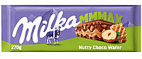 Молочний шоколад Milka Nutty Choco Wafer вафля та фундук 270г