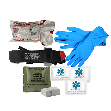 Набір кровоспинний EDC Med Kit (турнікет CAT 7, ізраїльський бандаж 6, гемостатичний бинт QuikClot)