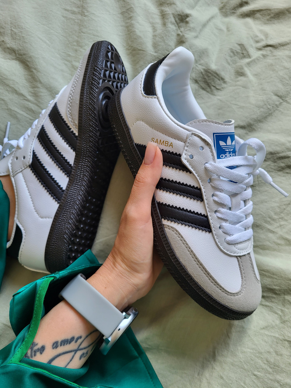 Кросівки чоловічі білі Adidas Samba White Black (15058), фото 1