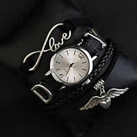 Женские кварцевые часы браслет CL Angel черные с кожаным ремешком MSC