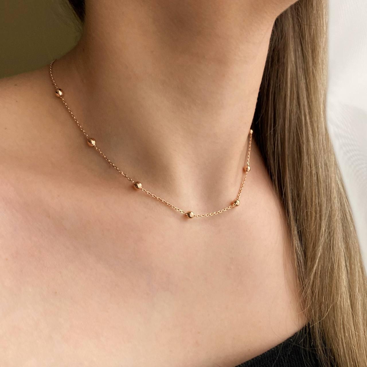 Срібне кольє в позолоті з кульками, фото 1