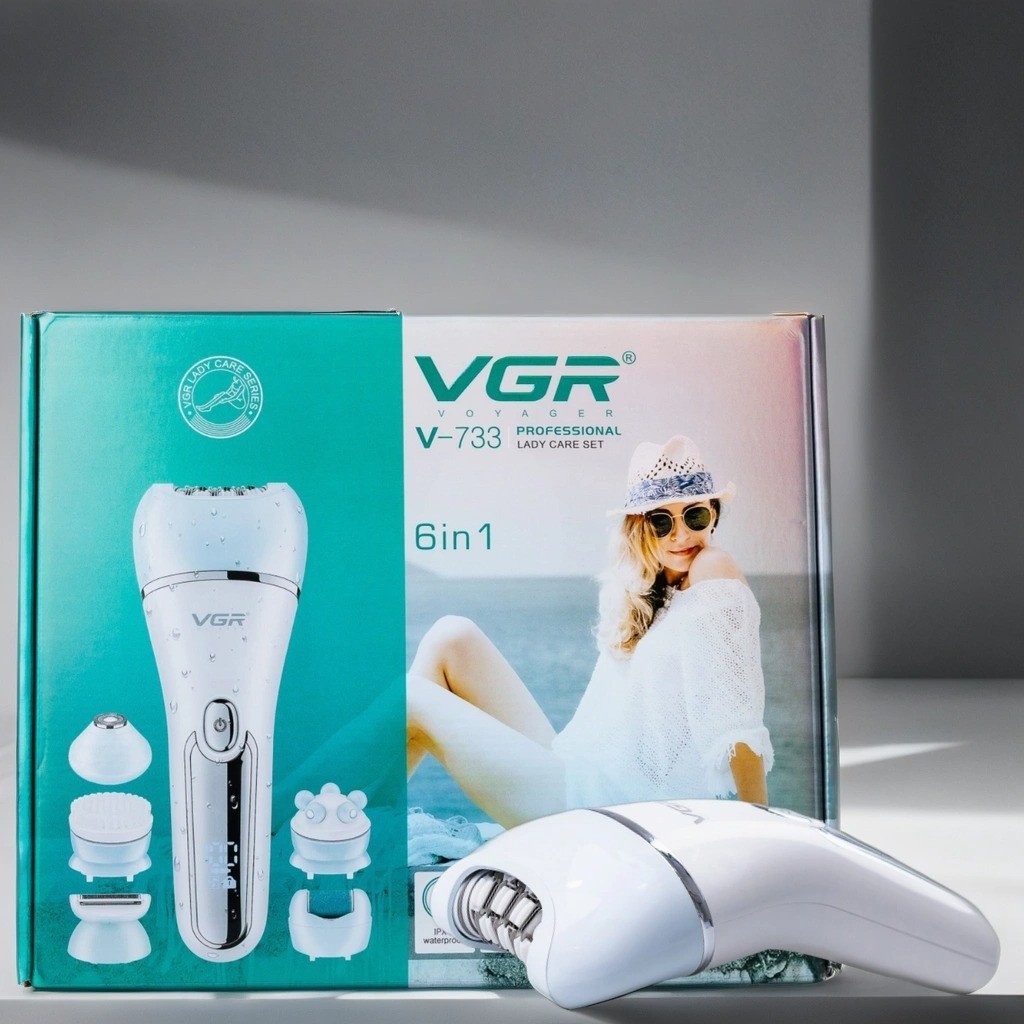Эпилятор для женщин V-731 600мА/ч для лица ног и интимных зон с бритвенной насадкой Голубой MSC - фото 1 - id-p2116063422