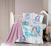 Постельное белье для новорожденных с пледом First Choice Baby Digital Satin Nirvana 100х150 см. Mermaid