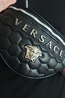 Поясные сумки кожанные брендовая бананка Versace кожанная лого поясная сумка версаче из эко кожи