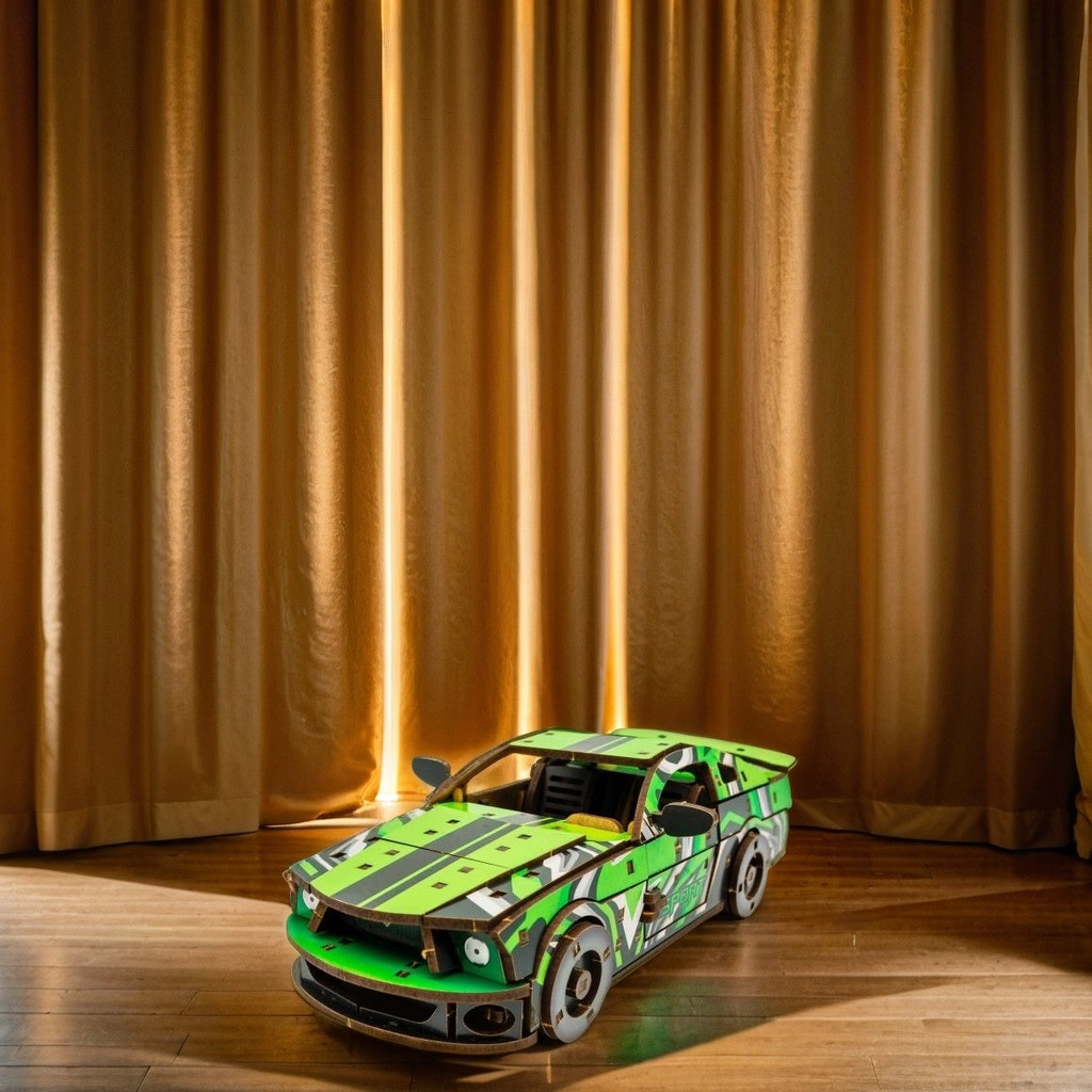 Автомобіль із дерева Muscle car GT гоночний конструктор із екологічно чистого матеріалу Зелений MSC