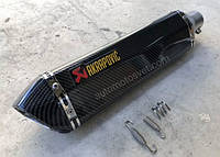 Прямоточный мото глушитель 47 см прямоток диаметр 38/51 мм Akrapovic карбон Акрапович