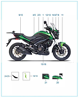 Обтекатель сиденья левая сторона S. BLK+G GREEN + DEC Bajaj Dominar 400 UG2 (от 2022г.выпуска) 52JF1353