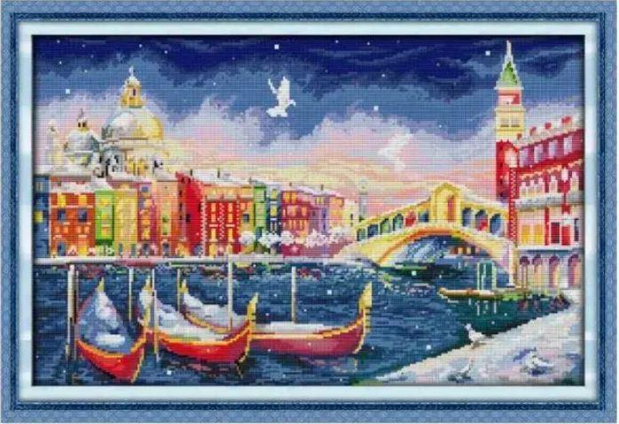 Набір для вишивання за нанесеною на канву схемою "Venice Christmas". AIDA 14CT printed 56*38 см