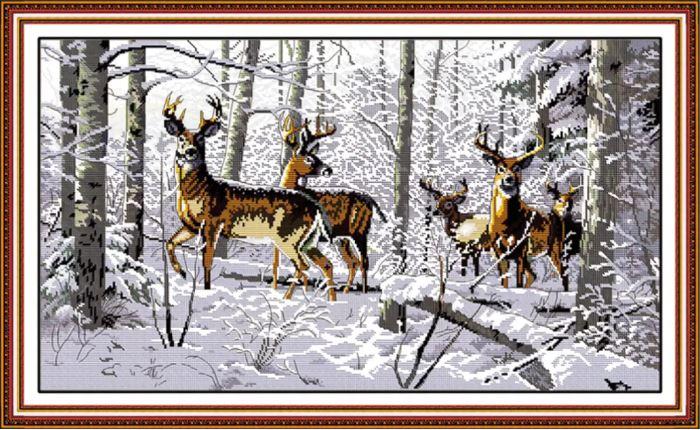 Набір для вишивання за нанесеною на канву схемою "Antelopes in the snow". AIDA 14CT printed 67*41 см