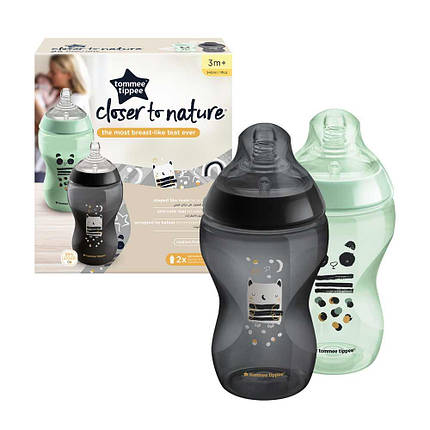 Набір пляшечок для годування Tommee Tippee Closer to Nature Animals; 340 мл. 2 шт (TT0036), фото 2