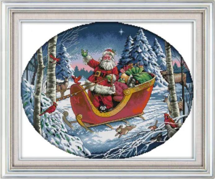 Набір для вишивання за нанесеною на канву схемою "Santa Claus".AIDA 14CT printed , 53*44 см