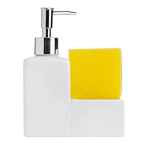Диспенсер з губкою "Дотик чистоти", білий, 6*13*16,5 см Elisey