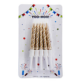 Набір свічок для торта "Свято - це просто", золото, 7,5 см YOO-HOO!