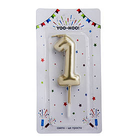 Свічка для торта "1", золота, 10 см YOO-HOO!
