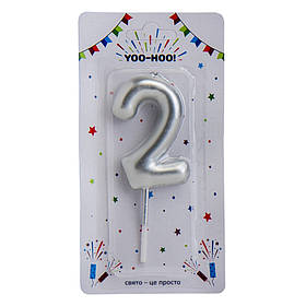 Свічки для торта "2-4", срібні, 10 см YOO-HOO!