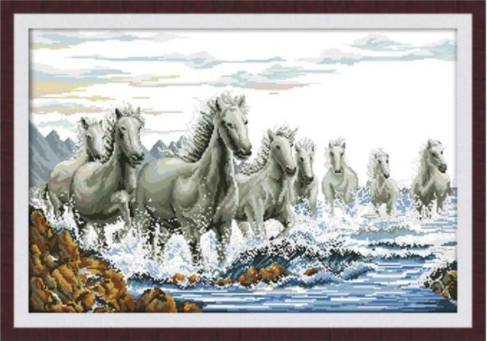 Набір для вишивання за нанесеною на канву схемою "Thousands of horses galloping2". AIDA 14CT printed, 62*44 см